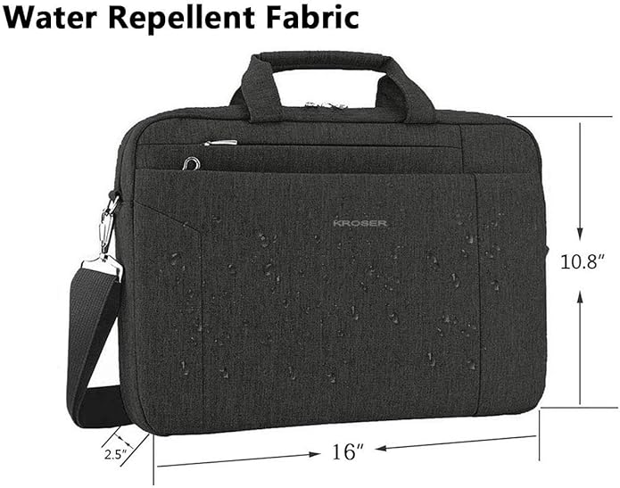 KROSER Laptop Bag 15.6 Inch Briefcase Shoulder Bag Water Repellent Laptop Bag Bussiness Carrying Handbag