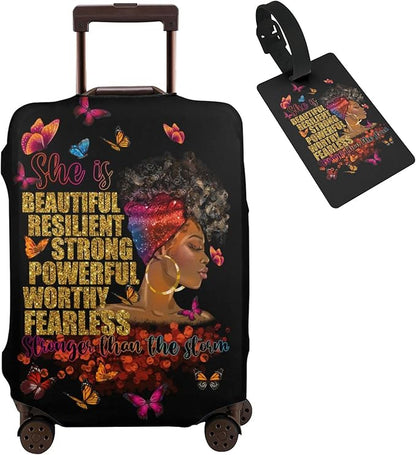Travel Suitcase Protector African American Girl Elastic Protective Washable Luggage Cover With Concealed Zipper Suitable For 18-32 Inch(XL (for 29-32 inch luggage))