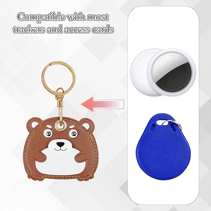 Leather Keychain Case Holder Compatible with Apple AirTag, GPS Airtag Keychain Finder Tracker with Key Ring, Anti-Scratch Protective Air Tag Cover