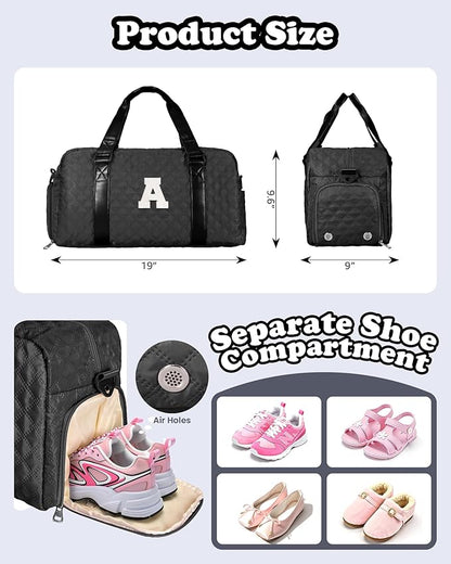 Personalized Duffle Bag Women Girls Gift: Letter Carry on bags, Dance Cheer bag Sports for Girl, Kid Gymnastics Bags, Birthday Gifts for Women Girls Kids Teens Mom Teacher
