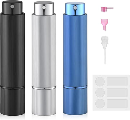 Travel Perfume Bottle Refillable - Cologne Spray Atomizer Mini - Small Travel Size Sprayer Empty for Refill Sample Container - Portable Fragrance Decant Dispenser for Men Women 3PCS 8ml Blue