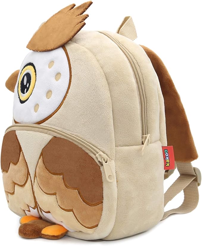 Zoo Toddler Kids Backpacks Cute Plush Little Girls Boys Animal Backpacks（Owl Brown）
