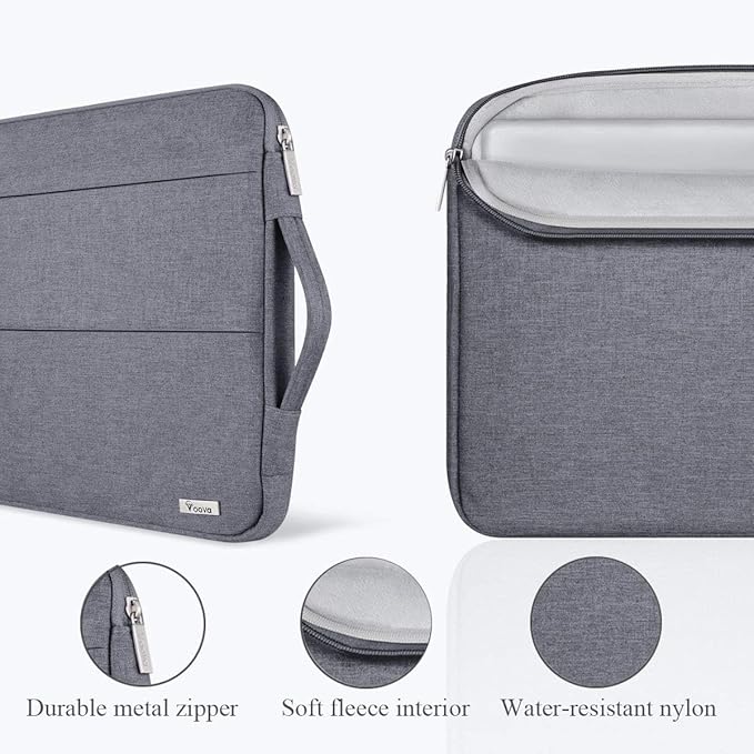Voova 14 15 Inch Laptop Sleeve Case, Waterproof Computer Bag Cover Compatible with MacBook Air 15 M2/M3/M4 2022-2025, MacBook Pro 15, Hp chromebook 14, 14-15” Dell Lenovo Acer Asus, Grey