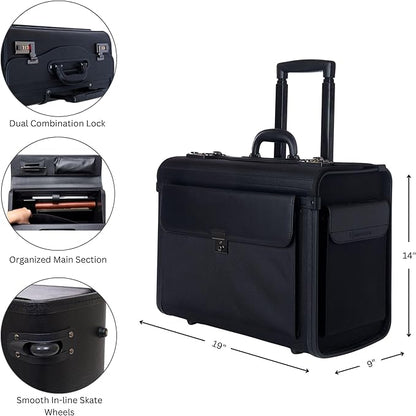 Alpine Swiss Rolling 17" Laptop Briefcase on Wheels Attache Lawyers Case Legal Size