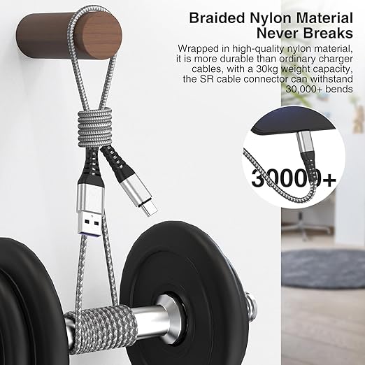 5Pack Short USB C Type C Cable 1FT,Nylon Braided Fast Charging 3A Quick Charger Cord,USB A to Type C Charger Cord Cable for iPhone 15 Samsung Galaxy S20 S10 S9 S8 Plus S10E, Note 20 10 9 8, Moto G7 G8