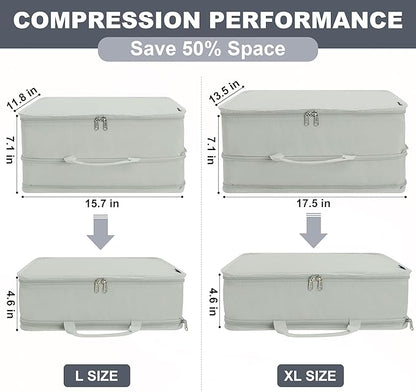 Extra Large Compression Packing Cubes for Travel Essentials, 2 Set Expandable Travel Cubes for Packing Bags Suitcase Organizer, Grey