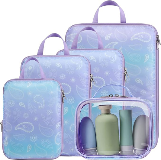 Cambond Compression Packing Cubes for Travel Women - Expandable Travel Bags Luggage Organizers Travel Essentials Compression Cubes for Travel Carry on Suitcases Organizer