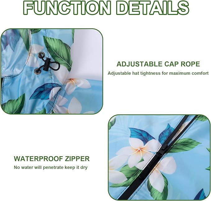 Hooded Rain Ponchos for Adult - Rain Coat and Rain Jacket with Waterproof Pocket and Zipper