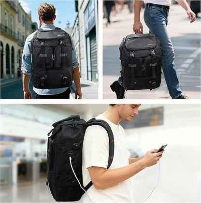 Travel Backpack for Men Laptop Backpack Fit 16 inch Carry-on Airline Approved Casual Daypack Work Business Rucksack,Black