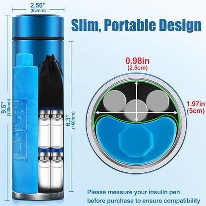 Insulin Cooler Travel Case TSA Approved – 60H Insulin Pen Cooler for 2-3 Pens – Medication Travel Case with Ice Packs, Ideal for Diabetes Care & Injection Storage (Blue)