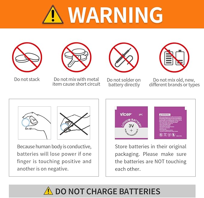 6-Pack CR2032 Lithium Battery 3V Coin Cell Compatible with Car Key Fob, Watches, Calculators, Led Lights & More, Individual Wrapped