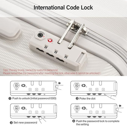 Hanke Hardshell Luggage Sets 2 Piece Extra Large Suitcases with Lock,28 Inch Luggage with Spinner Wheels, Travel Suitcase for Women Men 20 29Inch,Ivory White