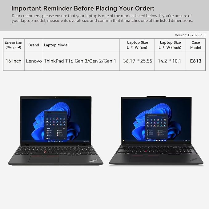 Smatree 16 inch Laptop Sleeve for Lenovo ThinkPad T16 Gen 1/2/3 Laptop Bag with Accessory Pocket, YKK Zipper, Patented Super Corner Design (E613)