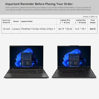 Smatree 16 inch Laptop Sleeve for Lenovo ThinkPad T16 Gen 1/2/3 Laptop Bag with Accessory Pocket, YKK Zipper, Patented Super Corner Design (E613)