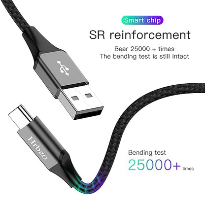 USB-C Cable 3A Fast Charging, 3-Pack 3ft USB A to Type C Charge Nylon Braided Cord for Type-C Devices - Black