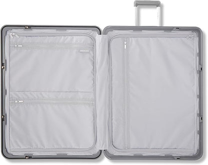 Framelock Max 29” Large Checked Hardshell Zipperless Luggage - Highly Secure Integrated Eazylock™ Mechanism - RightHeight™ Adjustable Handle - 360° Spinner Wheels - Airline Approved - Glacial Silver