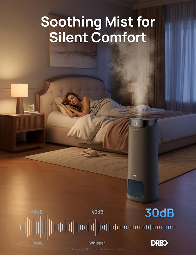 Dreo 16L Smart Humidifier Large Room 1000 ft², 130H Cool Mist Air Humidifiers for Bedroom Plants Baby, Top Fill, Remote/Touch/Voice & APP Control, Clean Tank Technology, 30dB, HM755S Grey