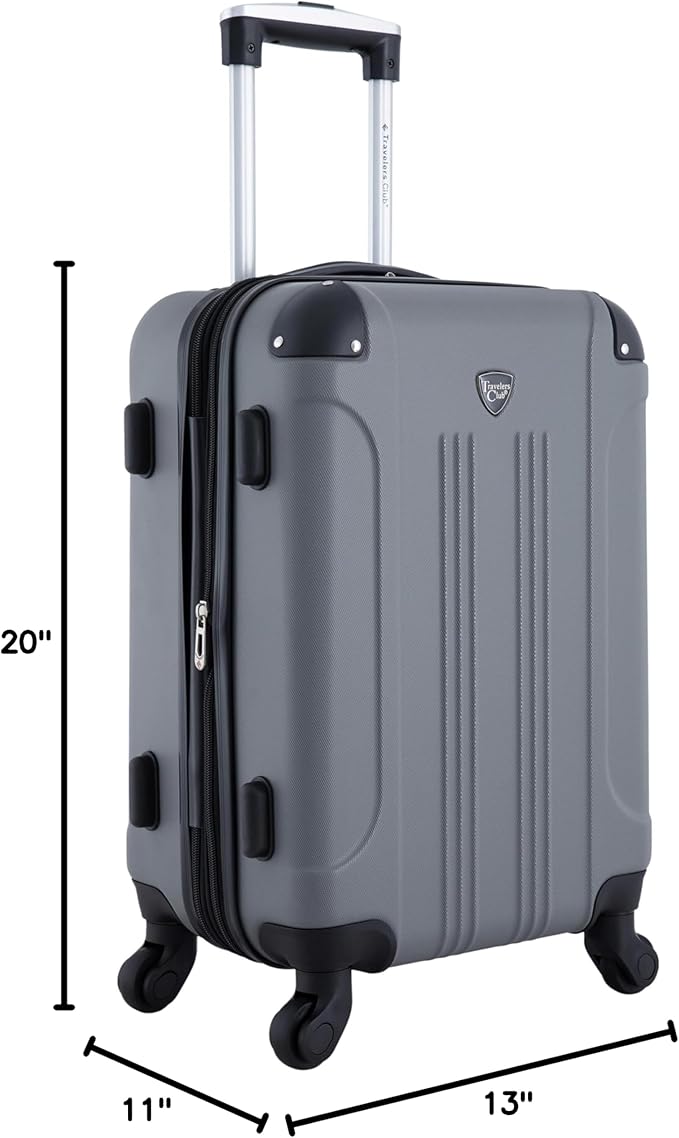 Travelers Club Chicago Hardside Expandable Spinner Luggage, Charcoal, 20" Carry-On