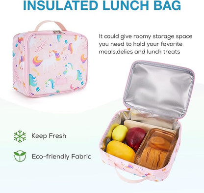 mommore Kids Backpack for Boys Girls Preschool Kindergarten Backpacks Lightweight Elementary School Bookbag with Lunch Box