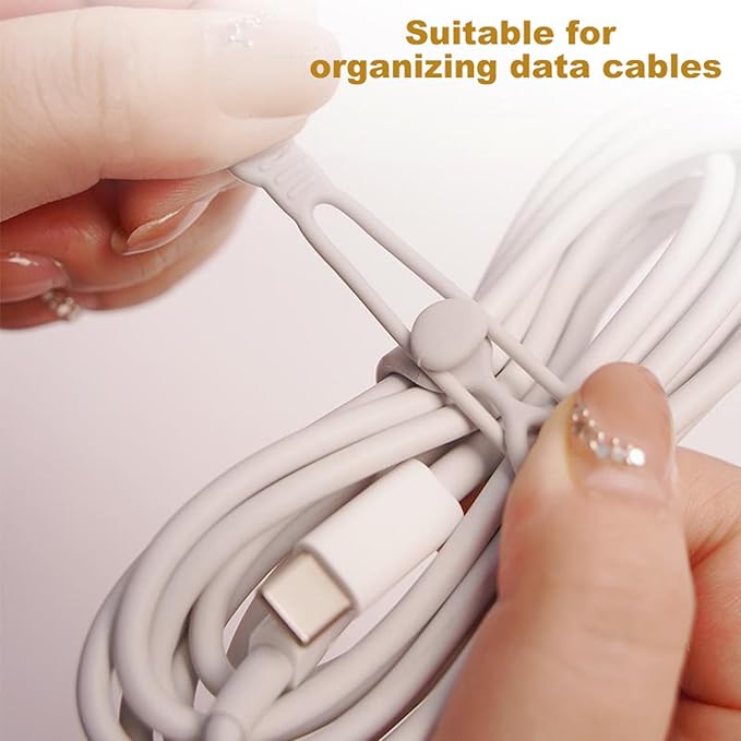 10 colors of silicone cable ties +10 data cable fixers, suitable for binding headphones, charging cables, curtains and umbrellas. It is a good gift for families, schools and offices