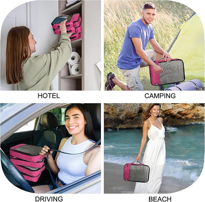Packing Cubes for Travel Essentials,4 Set Packing Cubes for Suitcases,Lightweight Mesh Luggage Organizer Bag,Pink