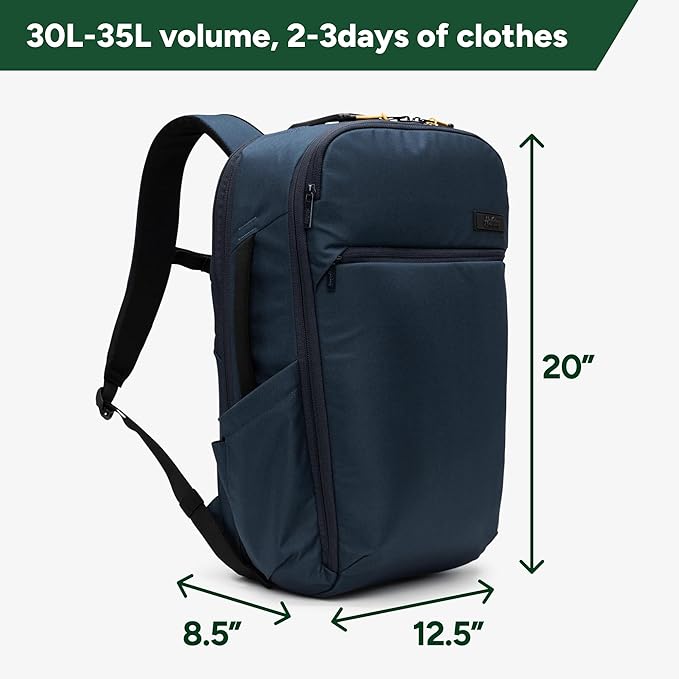 Halfday Roamer All-in-One Travel Backpack | 15” Laptop Compartment, Built-In Shoe/Laundry Pouch, Magnetic Sternum Strap, Padded Shoulder Support | Weekend & Business Trip Carry-On Bag, Marine