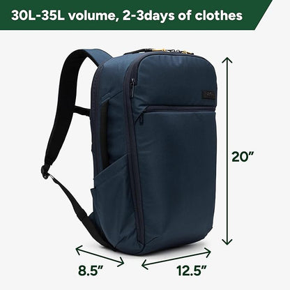 Halfday Roamer All-in-One Travel Backpack | 15” Laptop Compartment, Built-In Shoe/Laundry Pouch, Magnetic Sternum Strap, Padded Shoulder Support | Weekend & Business Trip Carry-On Bag, Marine