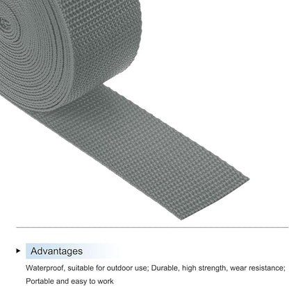 MECCANIXITY Lightweight Polypropylene Webbing Strap 1 1/2" 5 Yard Backpack Strapping Band Grey for Outdoor Luggage Cargo Straps