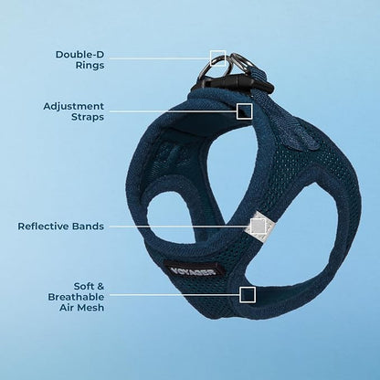 Best Pet Supplies Voyager Step-in Air Harness - All Weather Mesh, Reflective, No Pull Harness for Dogs, Cats - Secure with Hook & Loop Fastener, Buckle, Double D-Rings - Blue, XS