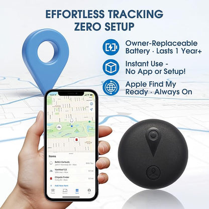 Tracking Devices for Cars Hidden, Undetectable GPS Tracker for Vehicles, Mini Tracker Device, No Monthly Fee Subscription No SIM Card Required, Only Available for iOS Find My, Splashproof