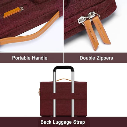 MOSISO 360 Protective Laptop Case 16 inch, 15-15.6 inch Laptop Sleeve Compatible with MacBook Pro 16, HP, Acer, Dell, Lenovo, ASUS, Side Open Carrying Case with 4 Zipper Pockets&Handle, Wine Red