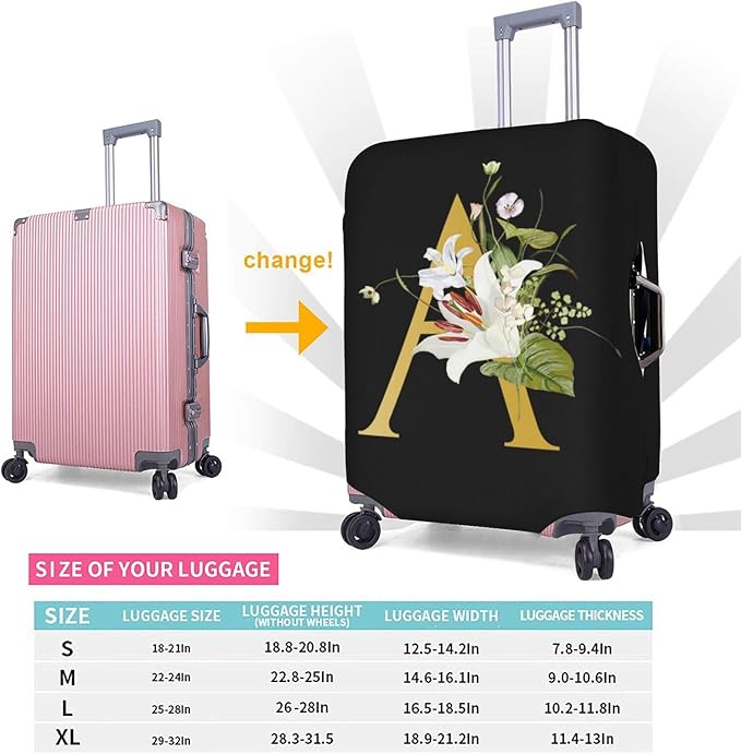Decorative A Suitcase Protectors Elastic Washable Luggage Covers With Concealed Zippers For 18-32 Inch Luggage (Size Xl: Fits 29-32 Inch)