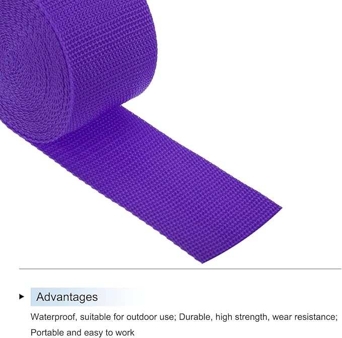 MECCANIXITY Lightweight Polypropylene Webbing Strap 2" 5 Yard Backpack Strapping Band Dark Purple for Outdoor Luggage Cargo Straps
