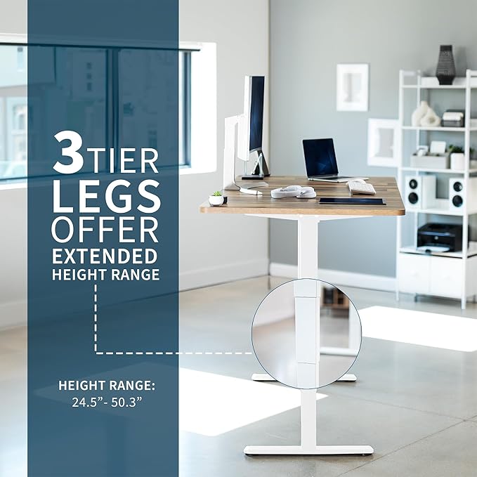 VIVO Electric 71 x 36 in Dual Motor Sit Stand Desk, Memory Height Adjustment, 2B Series, Reclaimed Wood Top White Frame, DESK-KIT-2W7P-36