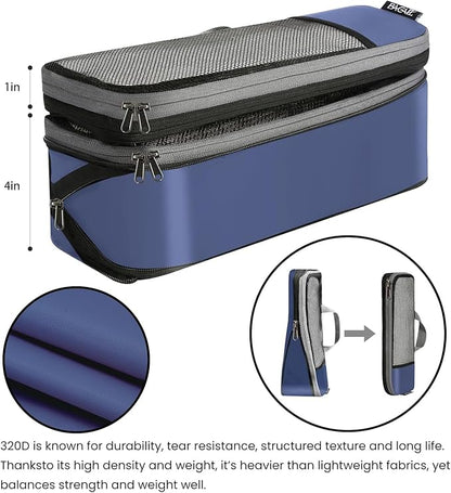BAGAIL 4 Set/6 Set/8 Set Compression Packing Cubes Travel Accessories Expandable Packing Organizers (Half Mesh, 6-Navy)