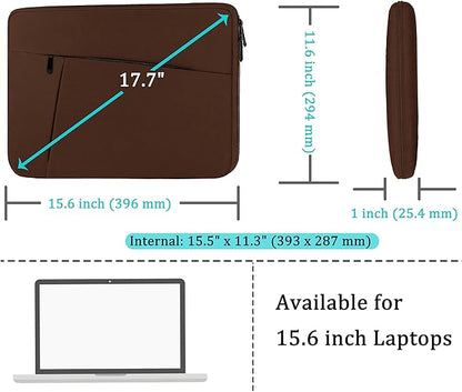 Laptop Sleeve Bag 15.6 inch, Shockproof Protective Computer Carrying Cover with Front Pocket, Laptop Case for 15.6 inch HP, Dell, Acer, Asus, Notebook, Coffee Color