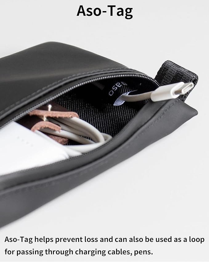 Water-Resistant Zipper Pouch, Made in Japan, Compact Organizer for Cords & Essentials, Multipurpose Bag for Cosmetics, Travel Accessories & Toiletries, Eco & Durable Materials, TOFTPOUCH, Small, White