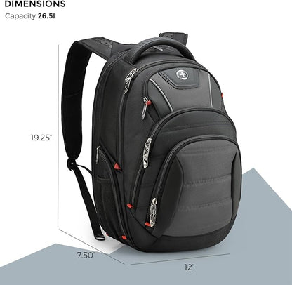 Swissdigital Design Men's Laptop Backpack for Man，Large Capacity Business Travel Backpack Black/Grey | J14-02