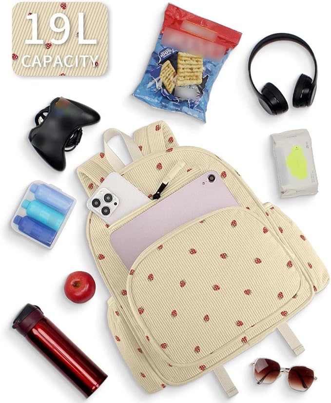 Corduroy Kids Backpack for Girls, Girls Backpack 5-9, Kindergarten Elementary School Bookbag for Girl 15.3" H Fit Folder