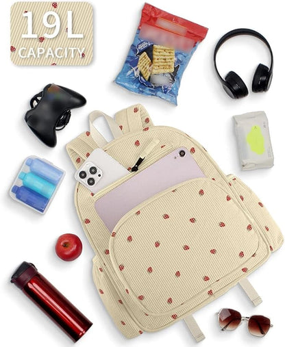 Corduroy Kids Backpack for Girls, Girls Backpack 5-9, Kindergarten Elementary School Bookbag for Girl 15.3" H Fit Folder