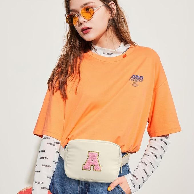 YOOLIFE Christmas Gifts for Girls Kids - Birthday Gifts for 3 4 5 6 7 8 9 10 11 12 13 Year Old Girl, Initial Fanny Pack Belt Bag Purse, Stocking Stuffers for Girls Teen Daughter Sister, Beige L
