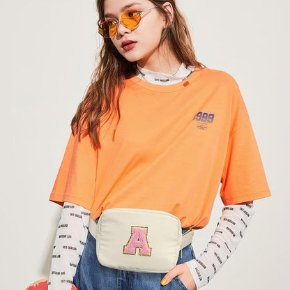 YOOLIFE Initial Belt Bag - Crossbody Bags Women - Fanny Packs for Women Cross Body Bag White Fashion Waist Packs Travel Everywhere Belt Bag Monogram Crossbody Bag U
