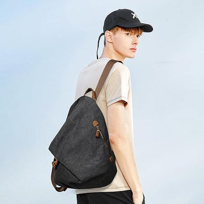 KL928 Canvas Vintage Backpack – Large Casual Daypack Outdoor Travel Rucksack Hiking Backpacks for Men Women