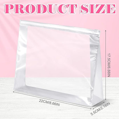 Xuniea 100 Pcs Mini Clear Makeup Bag PVC Small Travel Toiletry Organizer Pouches Bulk Waterproof Transparent Plastic Cosmetic Bag with Zipper for Women Men Travel(8.6'')