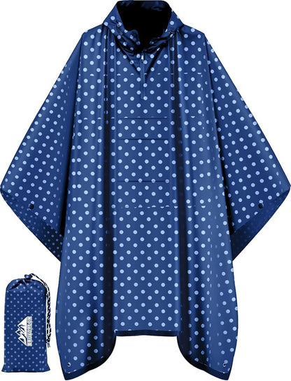 Bruvoalon 3-in-1 Rain Poncho with 1/4 Zip & Chest Pocket, Waterproof, Sunshade, Ground Mat for Adults & Youth Emergency