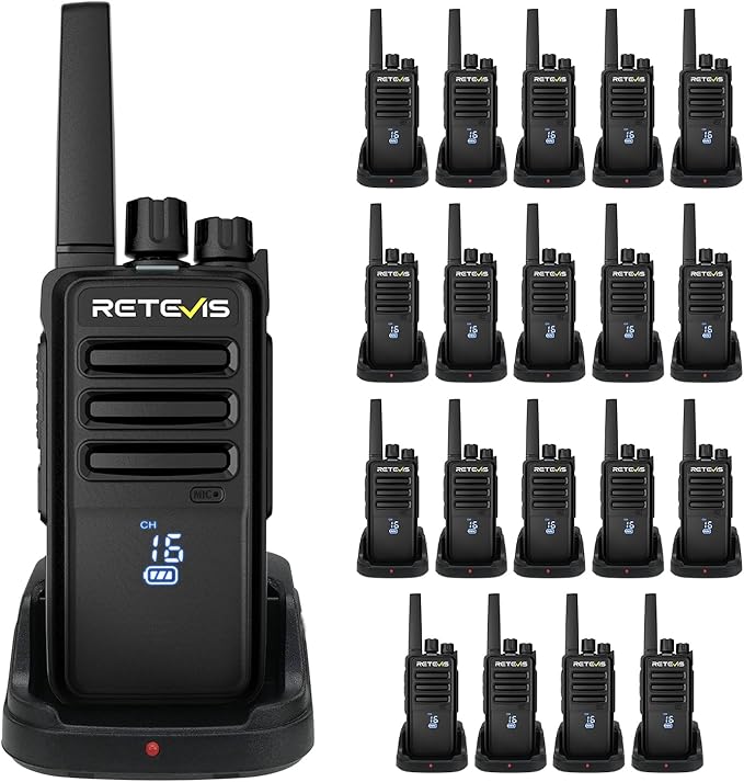 Retevis RT68H Long Range Walkie Talkies,Two Way Radio Rechargeable,Visualization,Ease of use,Hidden LED Display,Keylock,VOX,Heavy Duty 2 Way Radios for Adults for School Plant Healthcare(20 Pack)