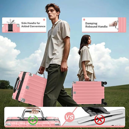 Krute Aluminum Frame Luggage 28 Inch Checked Suitcase with Spinner Wheels TSA Approved No Zipper Hard Shell Luggage PC+ABS Travel Suitcase