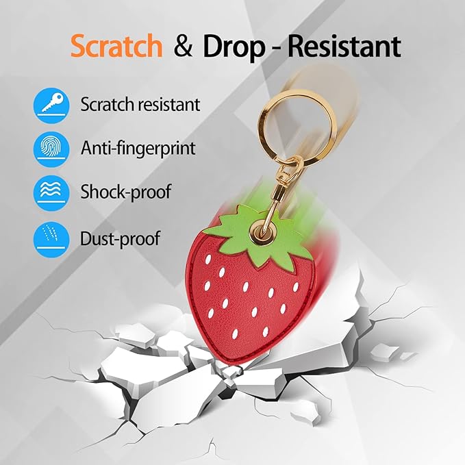 Leather Keychain Case Holder Compatible with Apple AirTag, GPS Airtag Keychain Finder Tracker with Key Ring, Anti-Scratch Protective Air Tag Cover