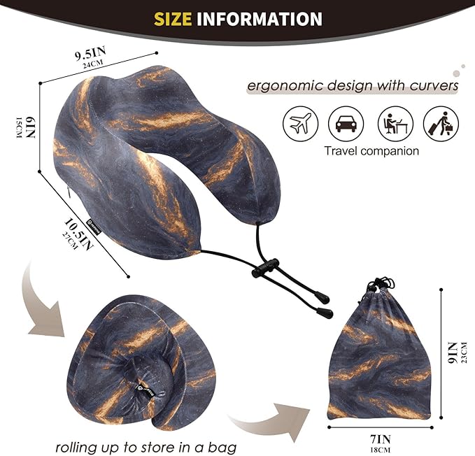 ALAZA Galaxy Travel Neck Pillow Memory Foam Neck Pillow with Storage Bag,Soft Travel Pillow for Sleeping Travel Airplane Car Office Home