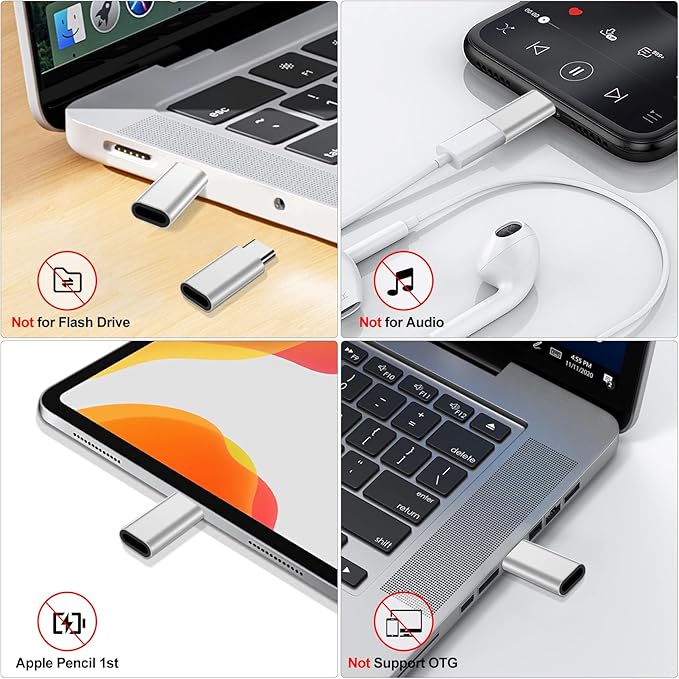 𝟒𝐏𝐚𝐜𝐤 𝐔𝐩𝐠𝐫𝐚𝐝𝐞𝐝 Lightning to USB C Adapter for iPhone 17/16/15 Series,iPad Pro,Charging & Data Sync ONLY,Type C Charger Connector,for iPhone 17/16 Charger,17/16 Accessroies,Not for Audio